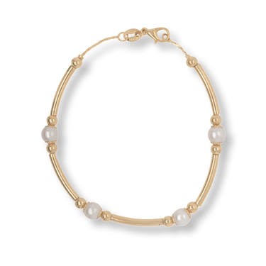 Gold Pearl Ball Bar Bracelet